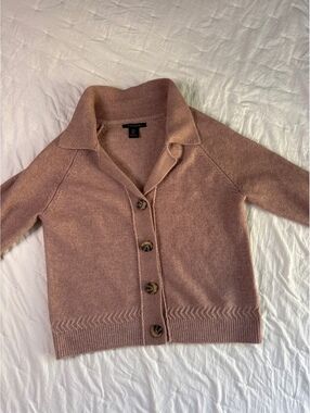 Tahari Women's Pink Collared Button-Up Cardigan Sweater Size S